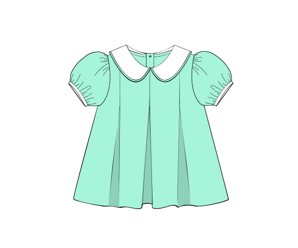 Green plain girl dress for baby girls - DR 2822